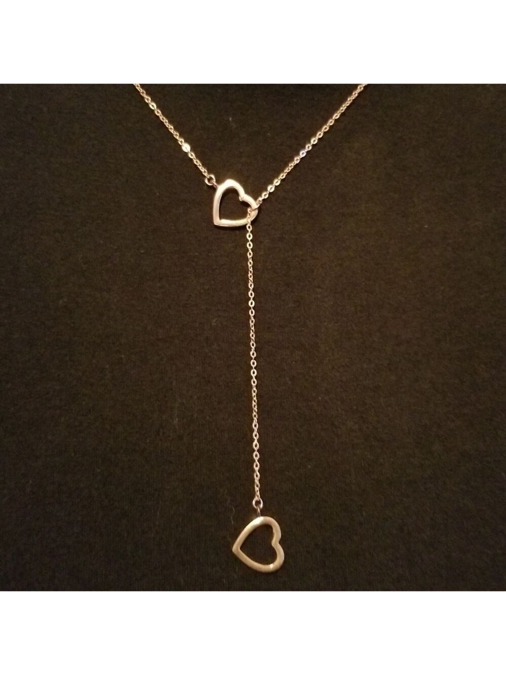 Dangling Hearts 18" Rose Gold Plated Necklace - Picture 2 of 8